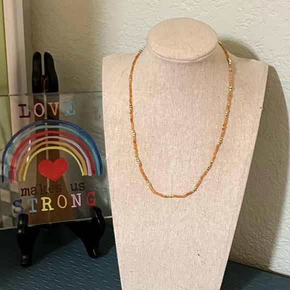NWT Kendra Scott Britt Choker Gold &  Orange Beaded Necklace #KSNK - Picture 8 of 8